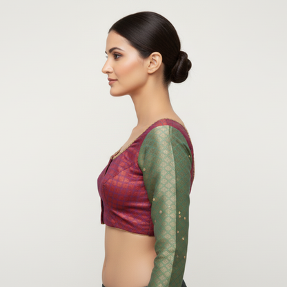 Pattu Maggam Work Blouse Comes with Full Hands | S3MB39