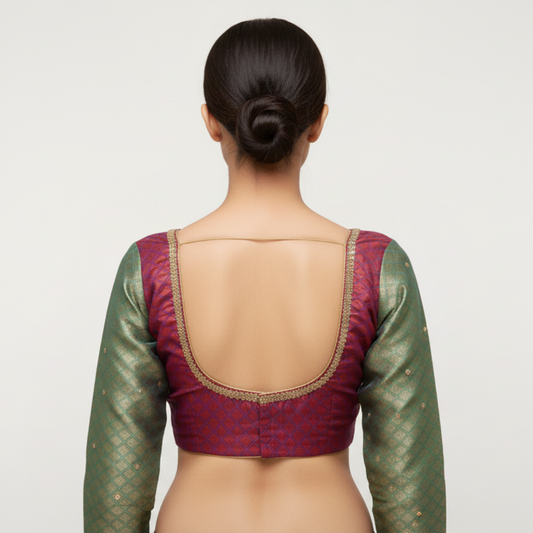 Pattu Maggam Work Blouse Comes with Full Hands | S3MB39