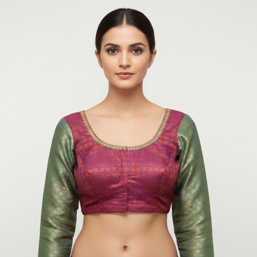 Pattu Maggam Work Blouse Comes with Full Hands | S3MB39
