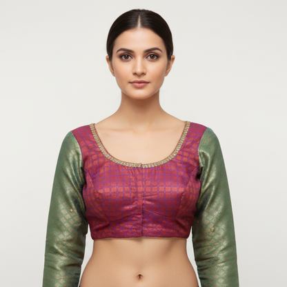 Pattu Maggam Work Blouse Comes with Full Hands | S3MB39