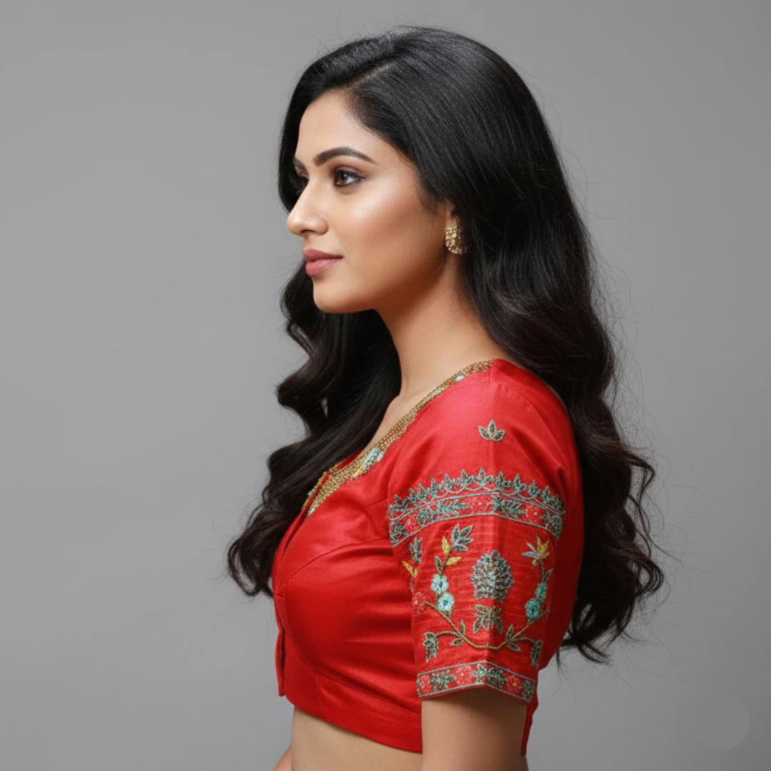 Red Colored Maggam Thread Work Blouse | S3MB38