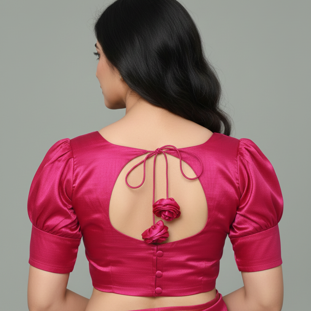 Pink Colored Princess Cut Blouse Comes with Puffy Sleeves | S3B33