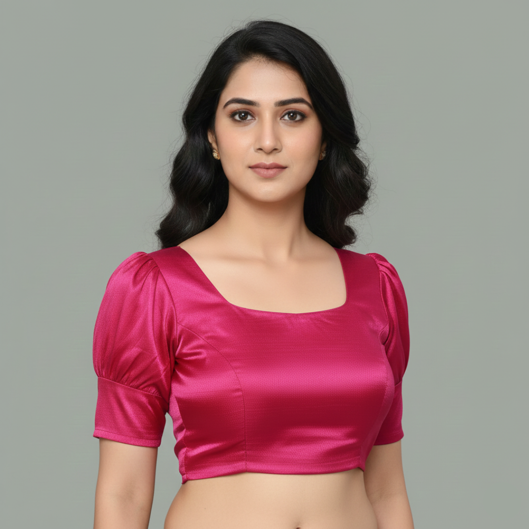 Pink Colored Princess Cut Blouse Comes with Puffy Sleeves | S3B33