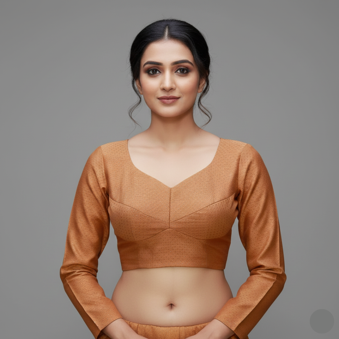 Women's Brown Katori Cut Full hands Blouse | S3B1177