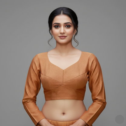 Women's Brown Katori Cut Full hands Blouse | S3B1177