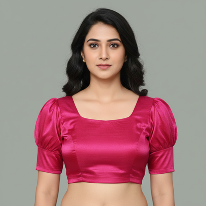 Pink Colored Princess Cut Blouse Comes with Puffy Sleeves | S3B33