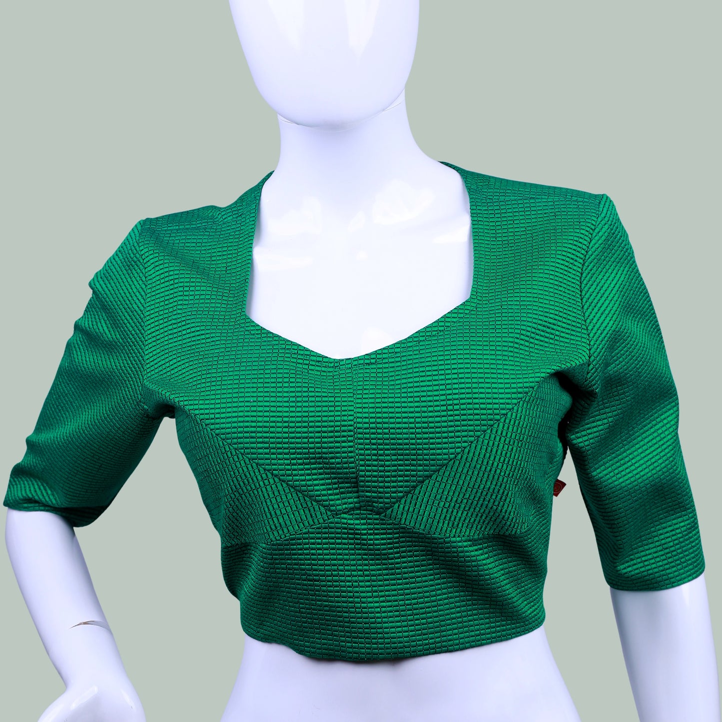 Green Solid Front Round Neck Blouse | Green Blouse