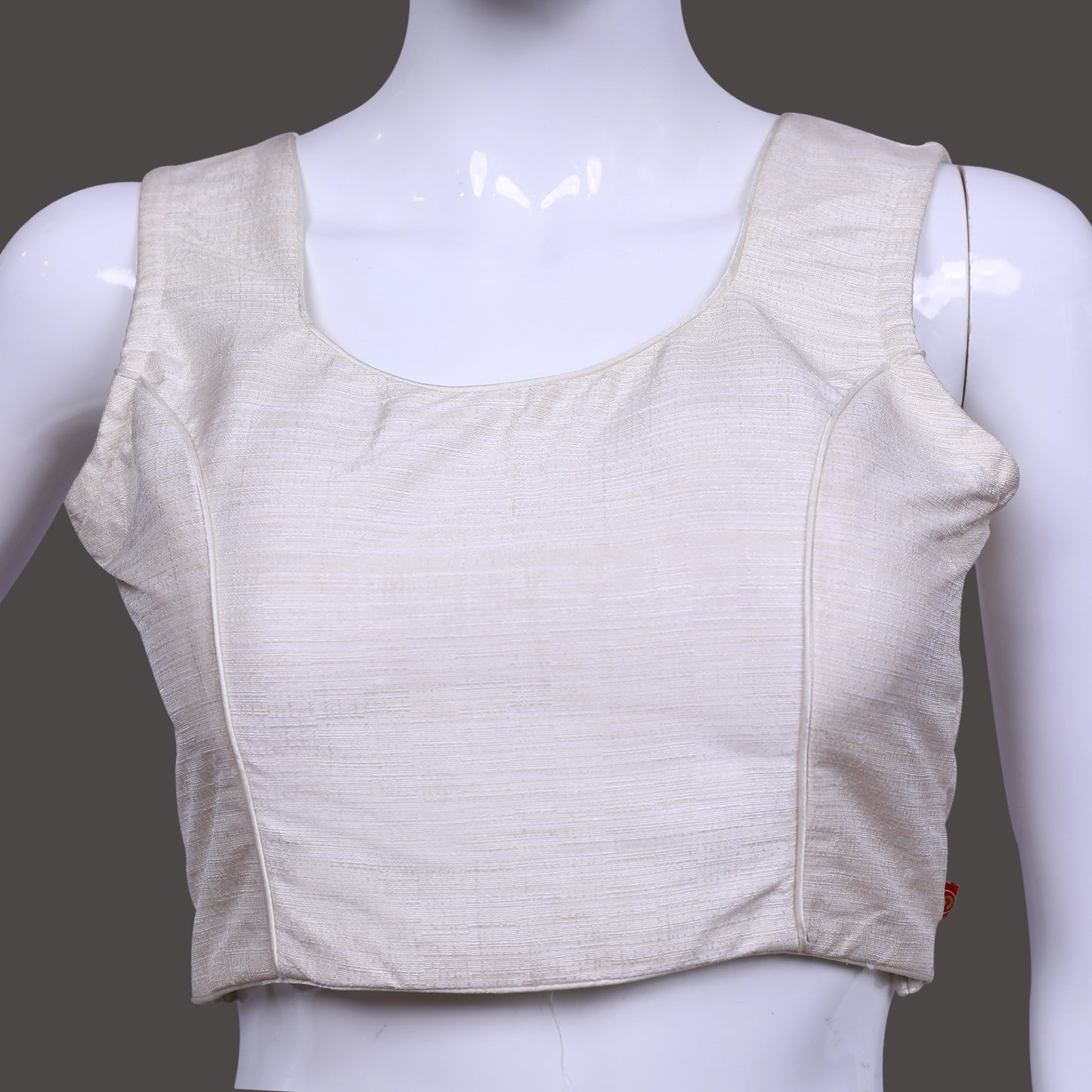 Off White Back Square Neck Princess Cut Sleeveless Blouse | Off White