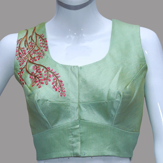 Rajasthani Heritage and hand painting Maggam work designer Sleeveless Blouse | S3B1276