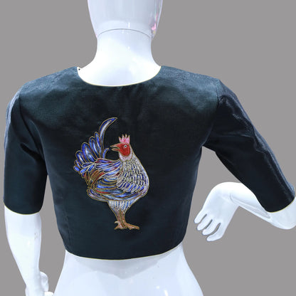 Hen Hand Painted & Maggam Work designer Blouse | S3B1214