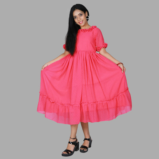 Pink Butta Georgette Gown | S3G1220