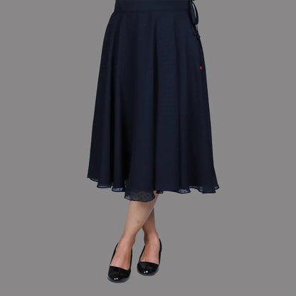 Women's Black Solid Midi skirt | S3TK1228B