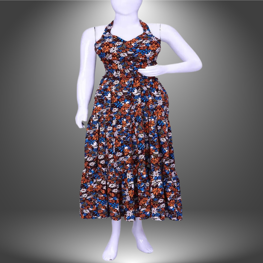 Floral Printed Sleevesless 3 Tiered Gown | 3 Tiered
