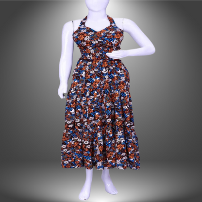Floral Printed Sleevesless 3 Tiered Gown | 3 Tiered
