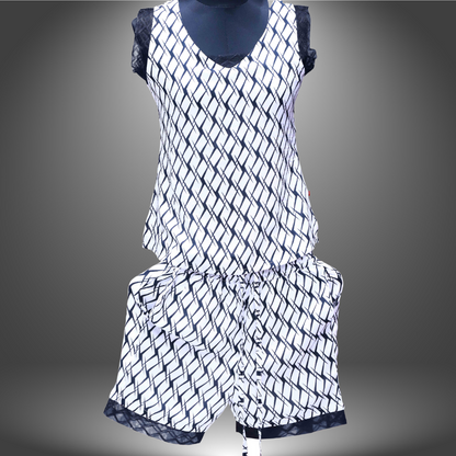 Abstract printed sleeves less crop top with short | crop top with short