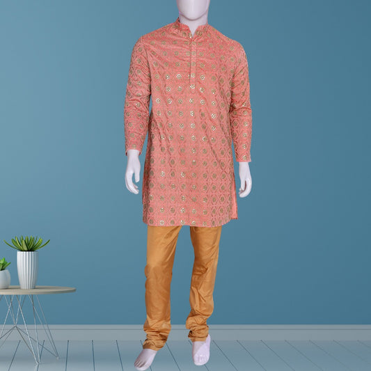 Coral Pink - Mens Kurta Set
