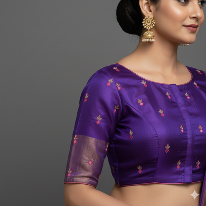 Stunning Azure Blue Blouse with Aari Embroidery