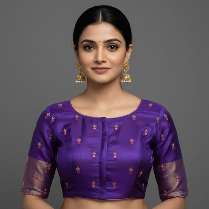 Stunning Azure Blue Blouse with Aari Embroidery