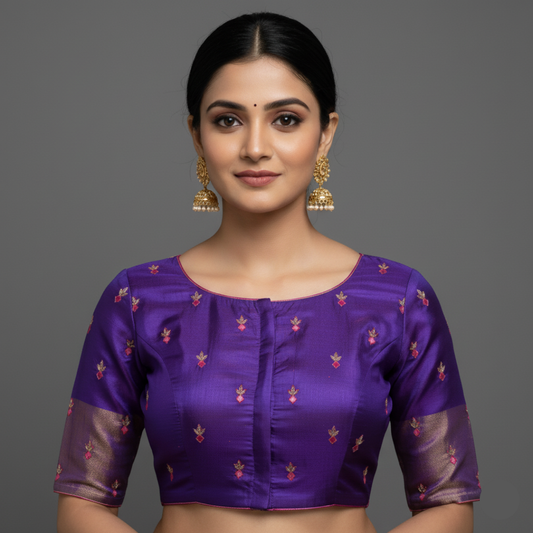 Stunning Azure Blue Blouse with Aari Embroidery