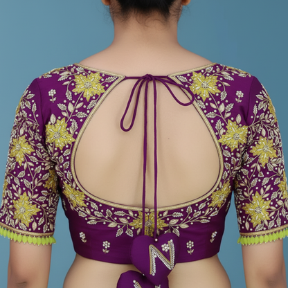 Purple maggam work blouse