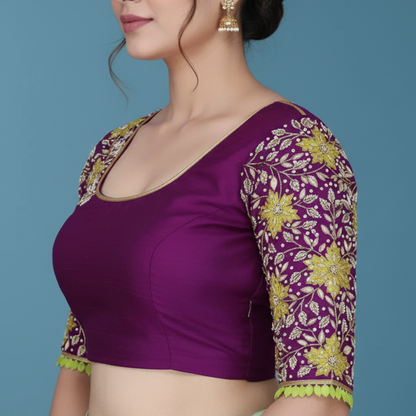 Purple maggam work blouse