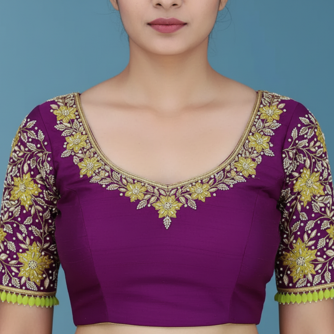 Purple maggam work blouse