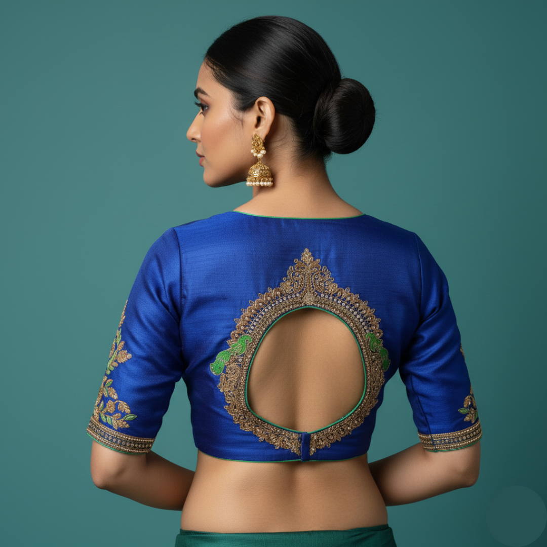 Artistry Unleashed: Designer Blouse Inspired by Thiruvatchi Arch with Exquisite Maggam Handicrafts Work | Heavy Maggam Work