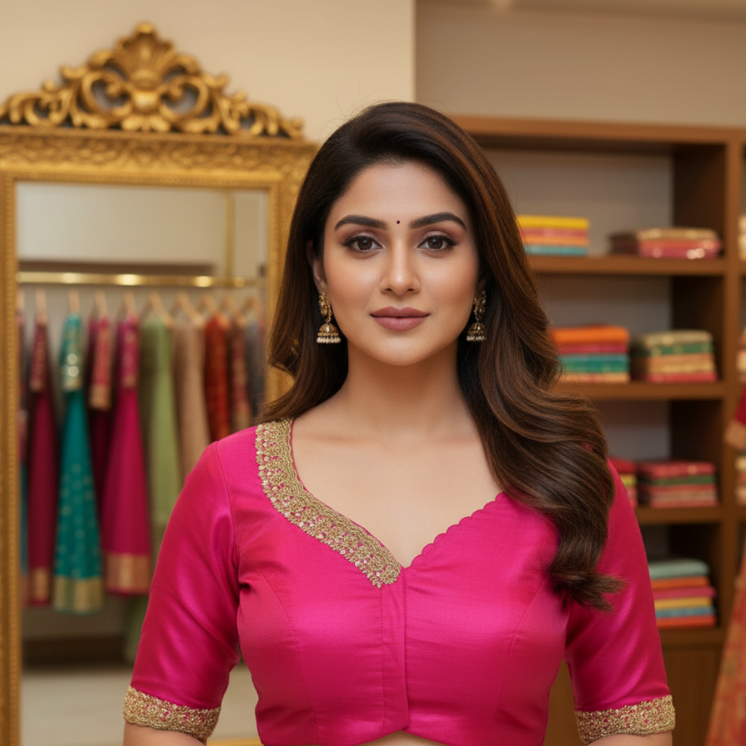 Pink Maggam Work Blouse