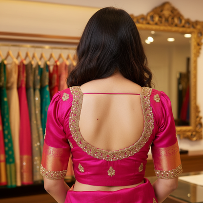 Pink Maggam Work Blouse