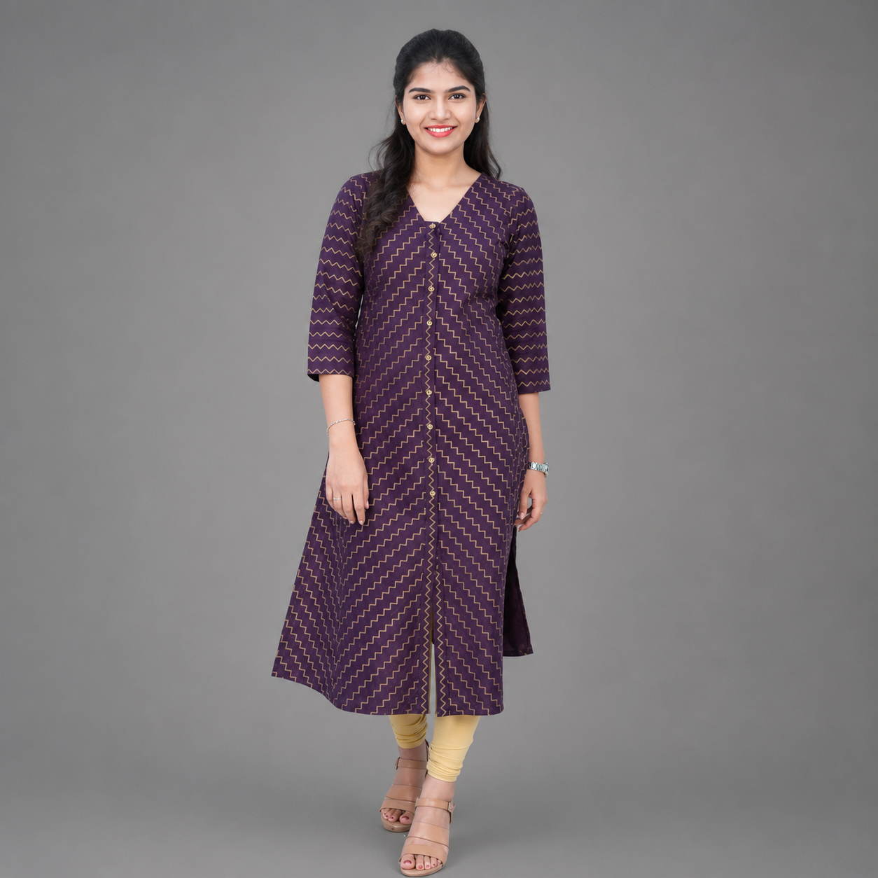Women Fit and Flare voilet Dress | S3K536