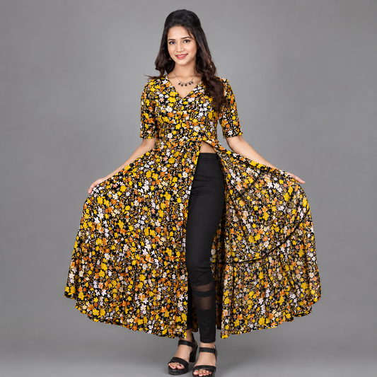 Yellow and orange Floral Print Maxi | S3G1016