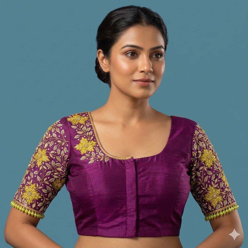 Purple maggam work blouse