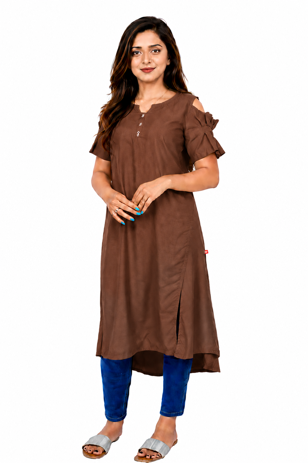 Women’s Self Design High-Low Kurta – Contemporary Ethnic Elegance | S3K276