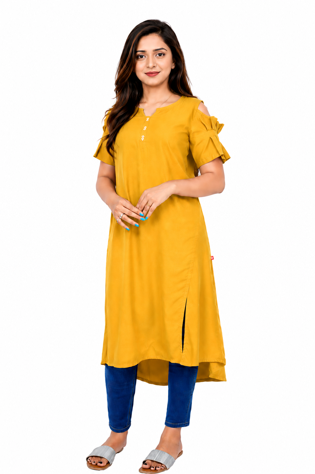 Women’s Self Design High-Low Kurta – Contemporary Ethnic Elegance | S3K276