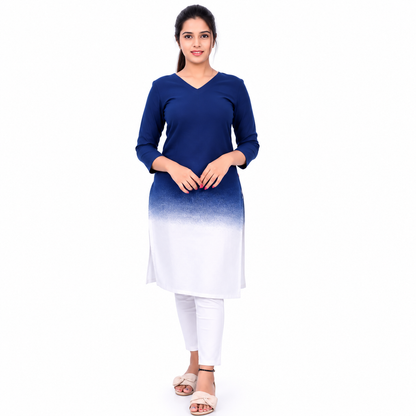 Blue and White Regular Kurti | S3K791