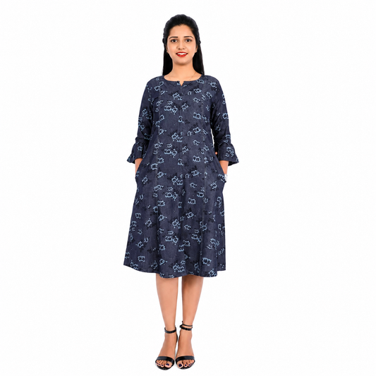 Maxi Dark Blue Denim Dress | S3K083