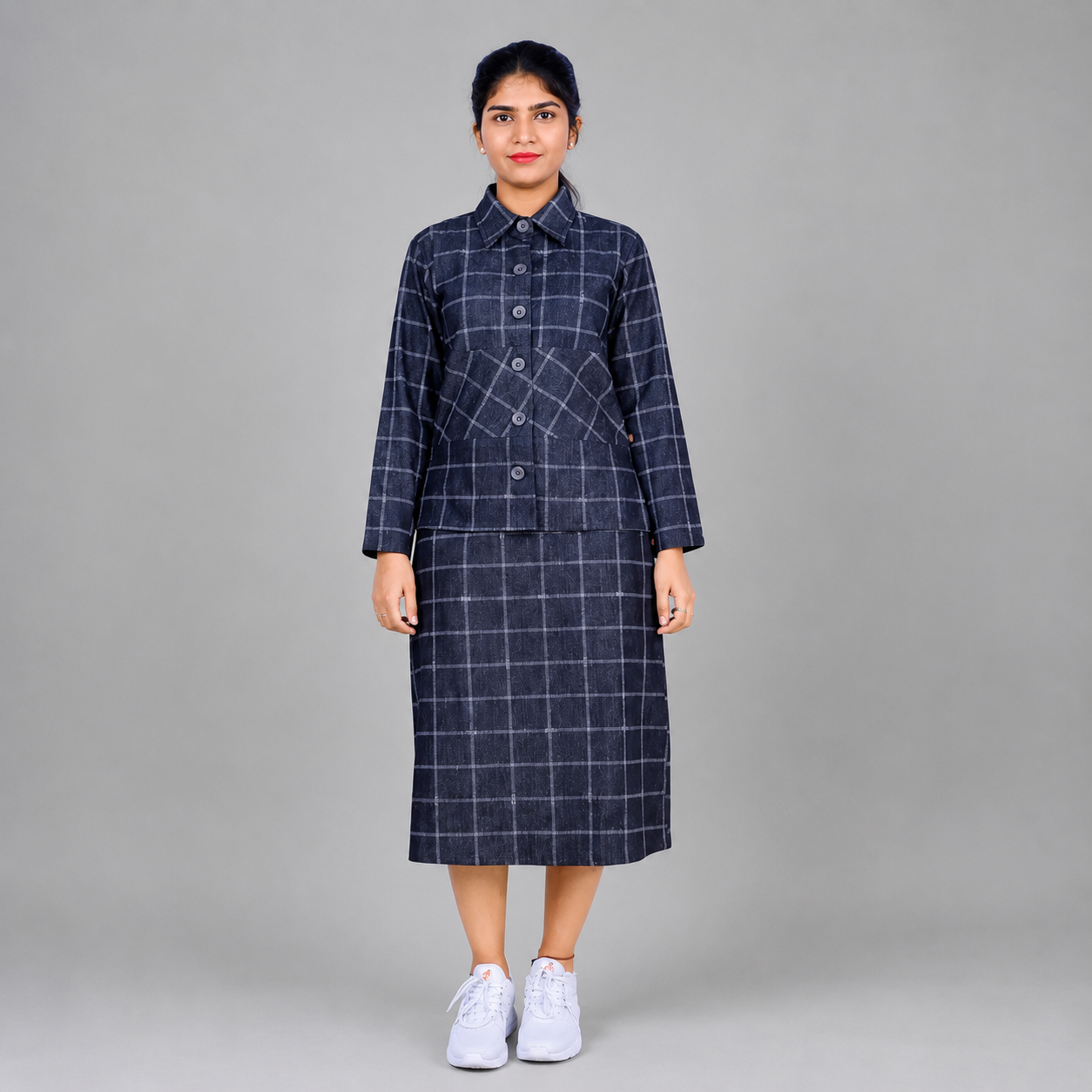 Women Two Piece Denim Blue Dress | S3ST402