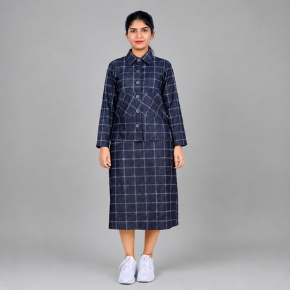 Women Two Piece Denim Blue Dress | S3ST402