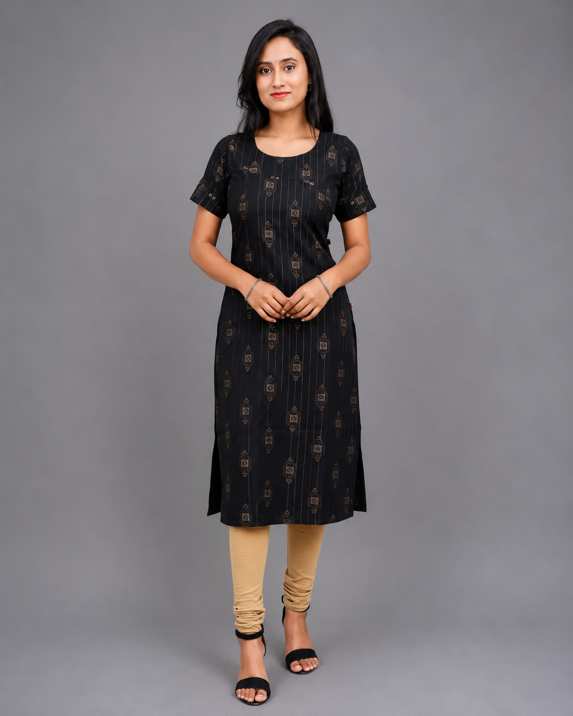 Women Printed Zari Line Straight Kurti – Elegant Ethnic Wear for Festive & Daily Looks| S3X197