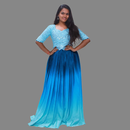 Blue Shaded PartyWear Long Gown | Blue Gown