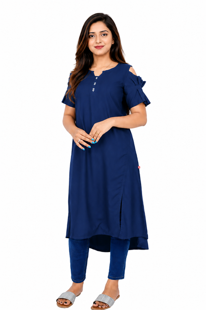 Women’s Self Design High-Low Kurta – Contemporary Ethnic Elegance | S3K276