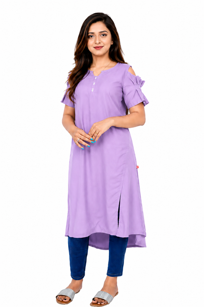 Women’s Self Design High-Low Kurta – Contemporary Ethnic Elegance | S3K276