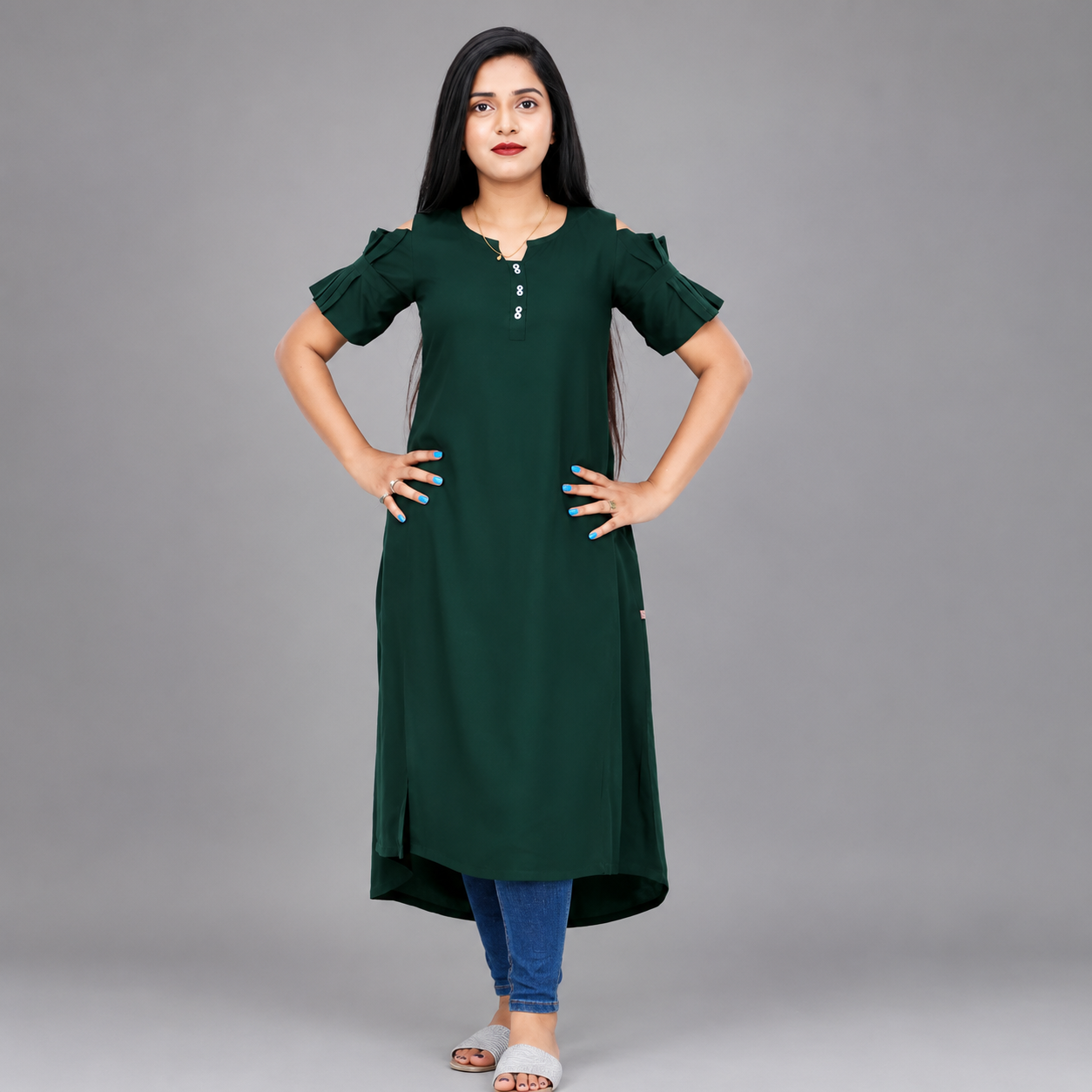 Women’s Self Design High-Low Kurta – Contemporary Ethnic Elegance | S3K276