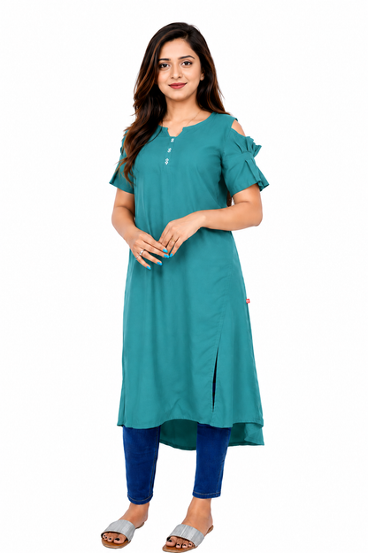 Women’s Self Design High-Low Kurta – Contemporary Ethnic Elegance | S3K276