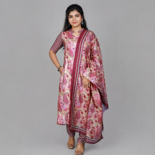 Multi Color Floral Printed 3 Piece Kurta Set | S3SD1069