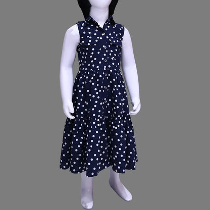 Blue Polka Dot Sleeveless Baby Girl Dress | Blue Polka Dot