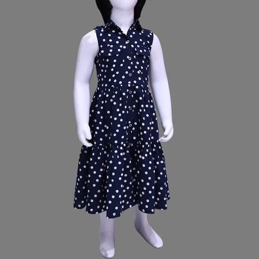 Blue Polka Dot Sleeveless Baby Girl Dress | Blue Polka Dot