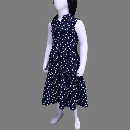Blue Polka Dot Sleeveless Baby Girl Dress | Blue Polka Dot