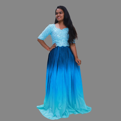 Blue Shaded PartyWear Long Gown | Blue Gown