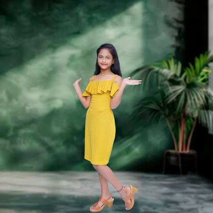 Mustard Yellow Lycra Western One-Piece